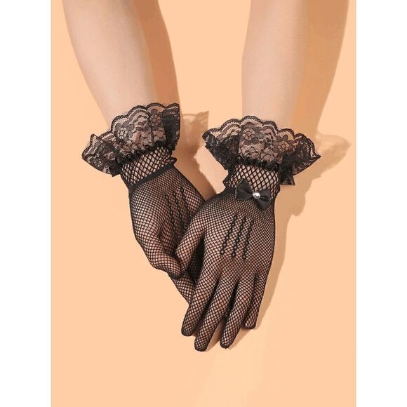 ? 2PCS Pinup Retro Vintage Classy 1950s Black Hat Gloves Accessories Set NEW main image 15